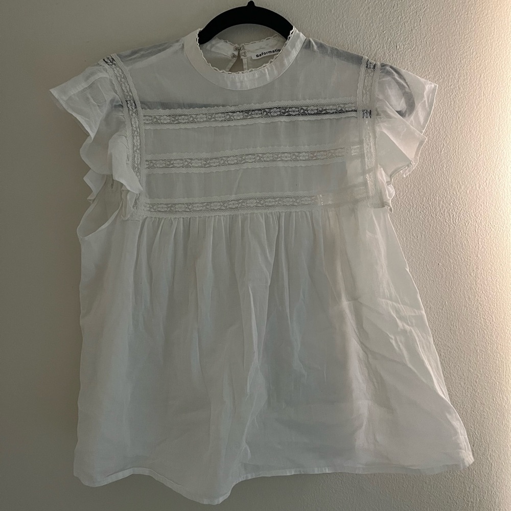 Reformation pretty blouse with detailed collar
